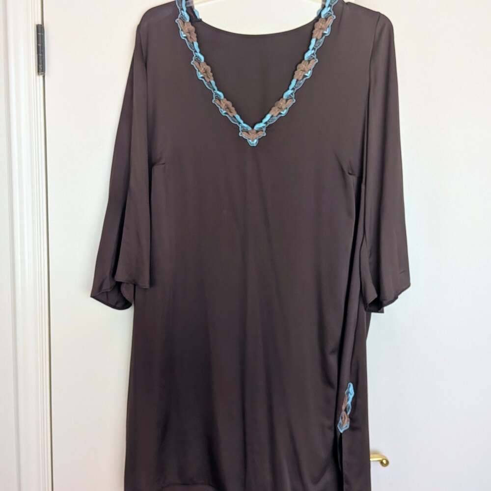 Eprise de Lise Charmel Brown Tunic with Embroidered Neck Detail